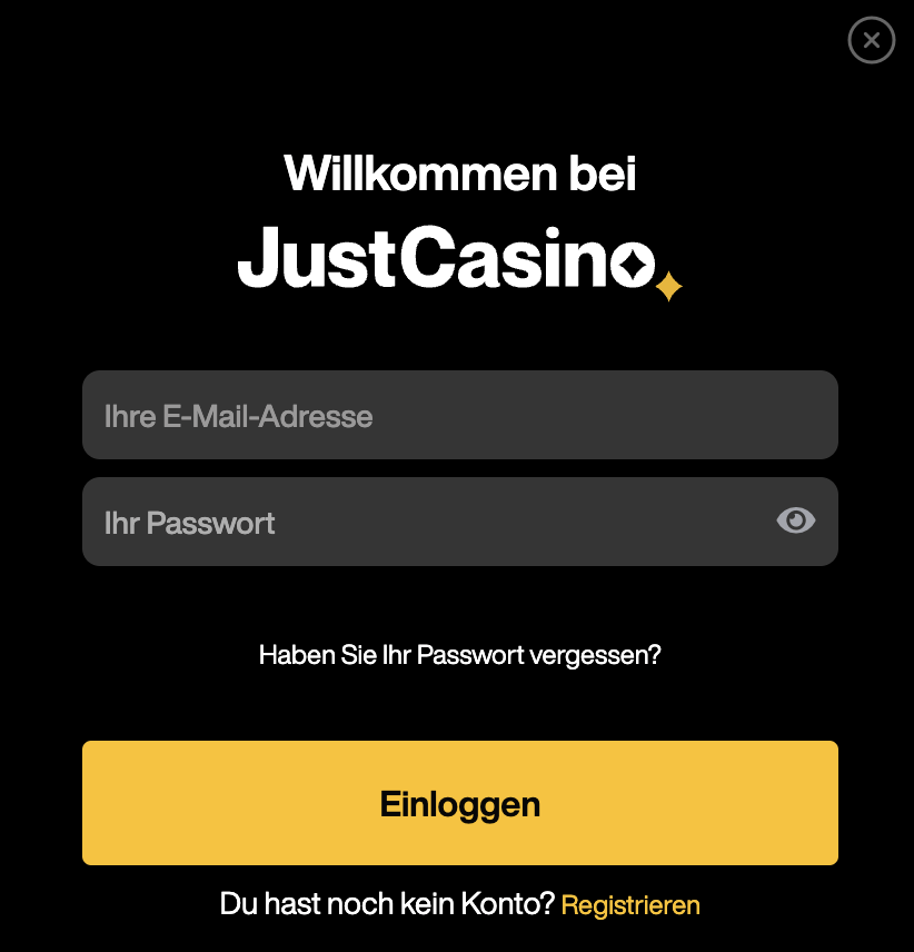 Just Casino Anmeldung und Registrierung